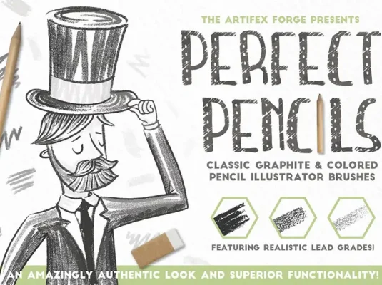 常见铅笔型号手绘素描草图插画逼真铅笔质感AI笔刷