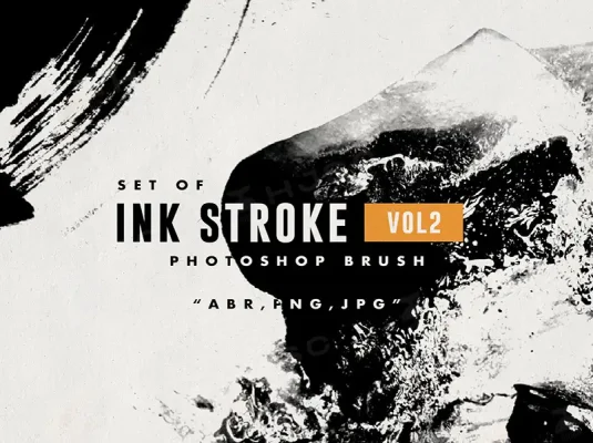 毛笔水墨纹理肌理墨迹飞溅墨点笔触procreate笔刷 附PNG素材