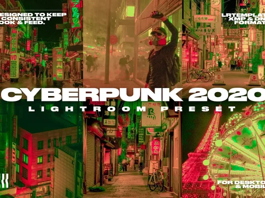 复古科幻未来电影游戏赛博朋克霓虹色彩Lightroom预设