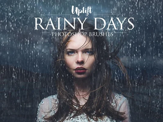 下雨效果玻璃雨滴水珠雨水特效PS笔刷