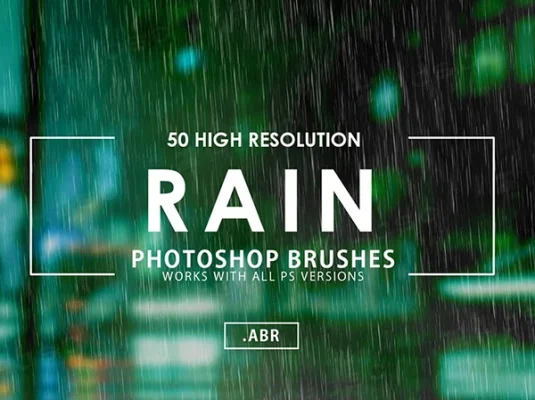 真实下雨效果图雨水画笔PS笔刷