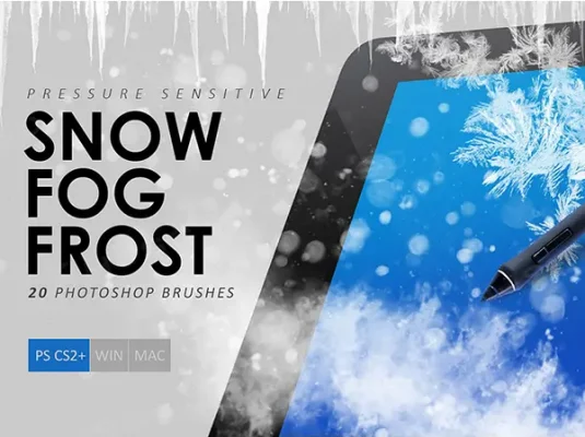 雪花冰雪冰霜雾气冰冻下雪天冬季氛围procreate笔刷