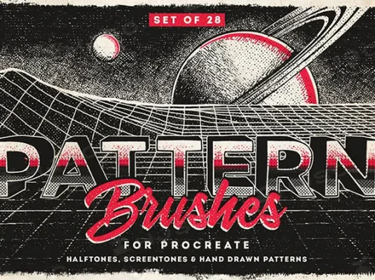 复古漫画半色调排线点状网点procreate笔刷