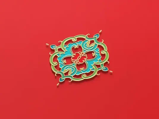 自定义国潮金属浮雕镂空文创书签胸针徽章PSD贴图样机设计素材