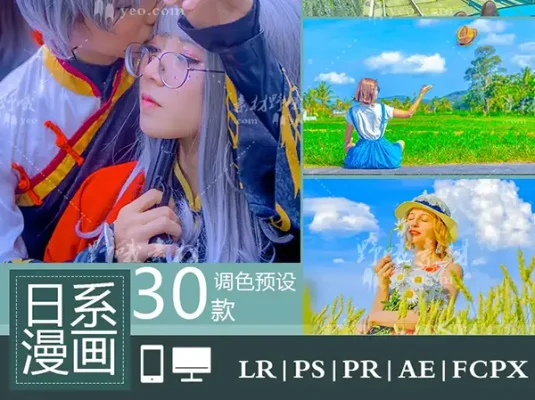 LR预设日系清新漫画风光人像Lightroom动漫PS调色达芬奇PR滤镜LUT