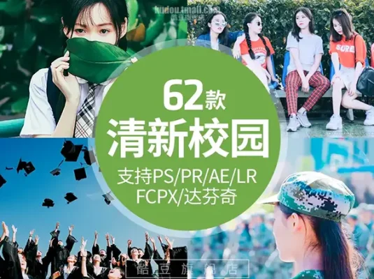 LR/PS预设日系文艺清新校园风大学毕业照人像调色滤镜PR/AE/FCPX