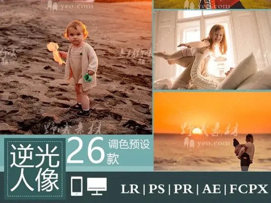 LR预设PS阳光逆光黄昏风光人像FCPX达芬奇手机版APP滤镜PR调色LUT
