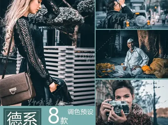 lightroom预设德系深蓝灰电影旅拍建筑预设手机人像调色lr滤镜Ps