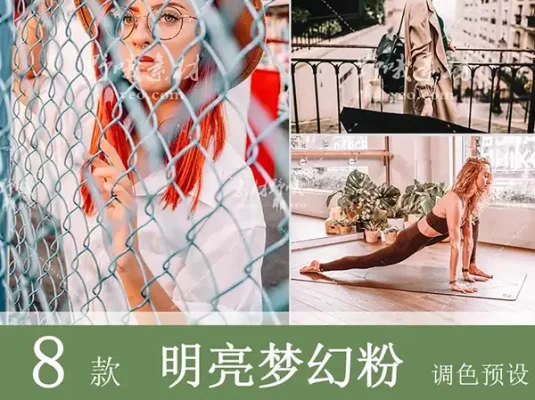 LR预设PS明亮梦幻粉色ins旅拍FCPX达芬奇手机版APP滤镜PR调色LUT