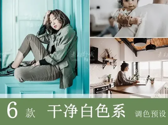 LR预设PS北欧风白色室内人像旅拍手机APP滤镜FCPX/PR调色LUT