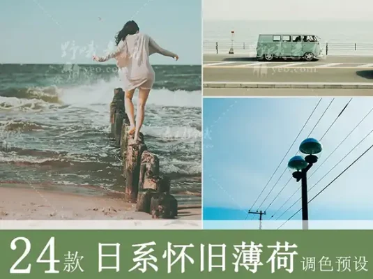 LR预设PS日系复古海边文艺胶片PS调色PR/FCPX/达芬奇手机LUT滤镜