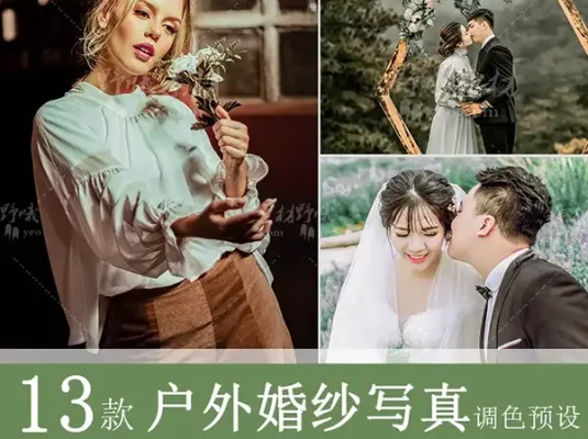 LR调色PS户外婚礼婚纱照写真森系人像摄影PR/FCPX达芬奇LUT预设