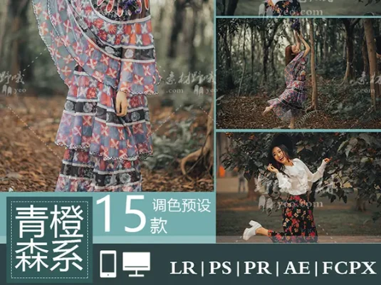 莫兰迪灰暗调青橙色 手机电脑LR/PS预设旅拍人像森系Pr滤镜LUT