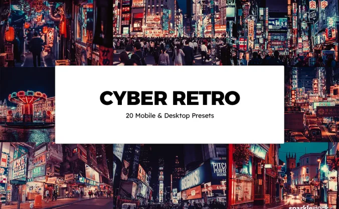 复古城市霓虹灯光赛博启示录反乌托邦氛围色彩Lightroom预设LUT预设