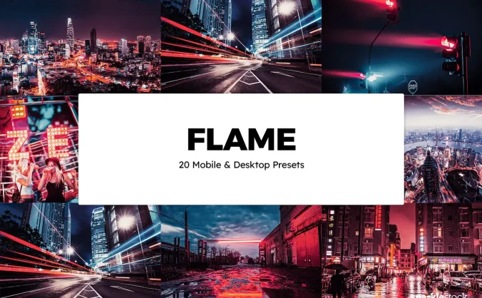 火红热情暖色调夜色灯光城市摄影调色Lightroom预设LUT预设