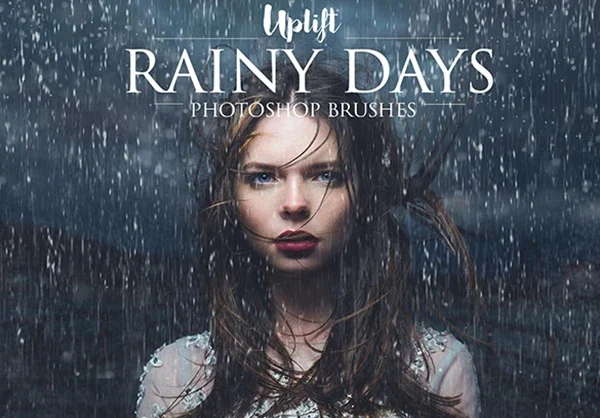 下雨效果玻璃雨滴水珠雨水特效PS笔刷