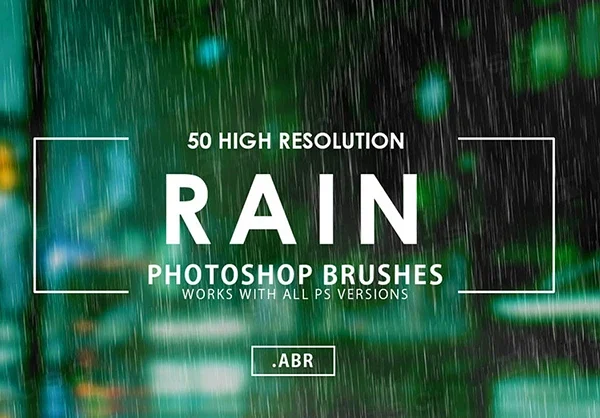真实下雨效果图雨水画笔PS笔刷