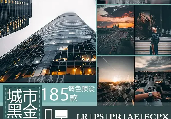 LUT预设LR工业风城市黑金街拍夜景人像PR/FCPX达芬奇AE调色PS滤镜