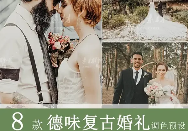 LR调色PS德味复古棕色婚礼跟拍视频滤镜PR达芬奇FCPX预设手机LUT