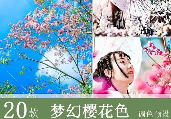 LR预设PS日系梦幻粉色樱花人像调色PR/FCP达芬奇AE手机APP滤镜LUT