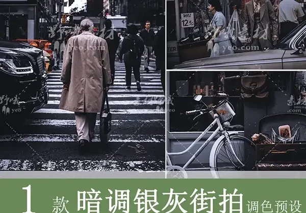 LR预设PS冷色街拍银灰色纪实FCPX达芬奇手机APP滤镜PR调色LUT