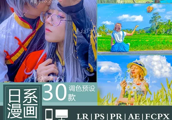 LR预设日系清新漫画风光人像Lightroom动漫PS调色达芬奇PR滤镜LUT