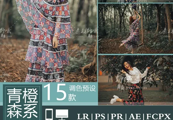 莫兰迪灰暗调青橙色 手机电脑LR/PS预设旅拍人像森系Pr滤镜LUT