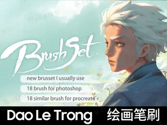 Dao Le Trong CG原画厚涂人像场景卡通插画ps笔刷procreate笔刷
