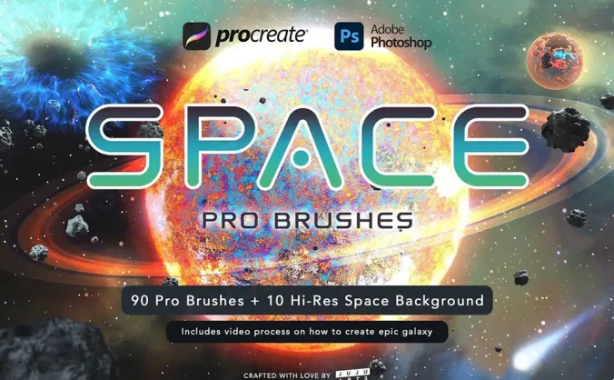 宇宙银河星系星球星云星空行星陨石procreate笔刷ps笔刷
