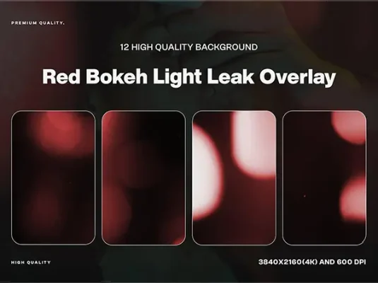 红色散景光泄漏叠加层背景图片