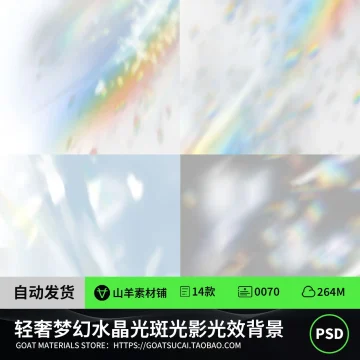 轻奢梦幻水晶光斑光影光效光晕背景效果叠加PSD设计素材模板PS