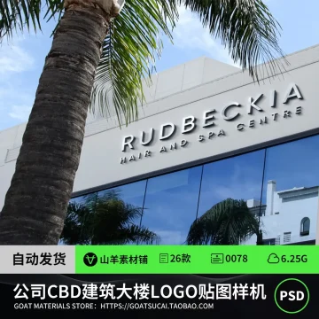 高端户外商业公司CBD建筑大楼楼体logo效果图VI展示PSD样机素材PS