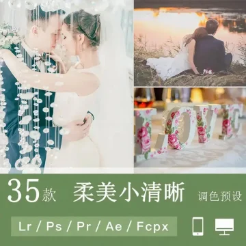 LR预设韩式日系小清新唯美婚礼PS/PR/FCPX/达芬奇/AE/LUT调色滤镜