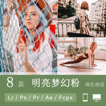 LR预设PS明亮梦幻粉色ins旅拍FCPX达芬奇手机版APP滤镜PR调色LUT