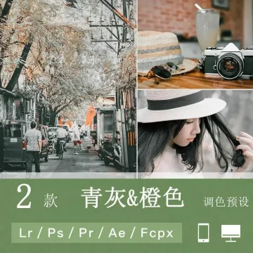 LR预设PS青灰黑橙色人像黑金街拍旅拍PR/FCPX达芬奇AE调色LUT滤镜