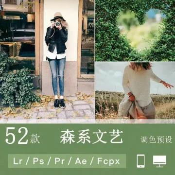 LR预设PS森系清新文艺人像胶片PR/达芬奇/AE/LUT电影FCPX调色滤镜