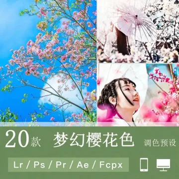 LR预设PS日系梦幻粉色樱花人像调色PR/FCP达芬奇AE手机APP滤镜LUT